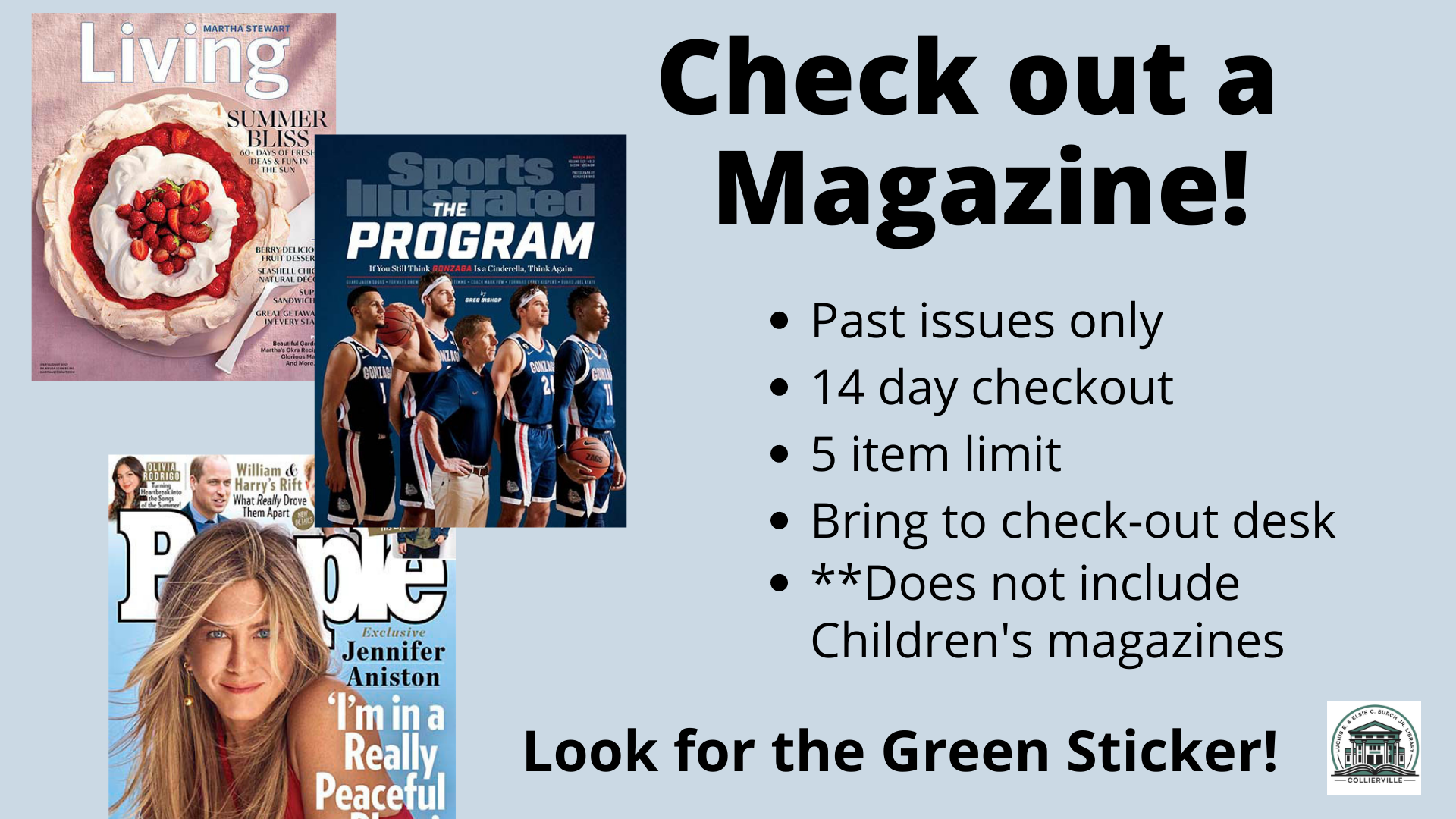 Checkout print magazines at the library, Living, People, Sports Illustrated 