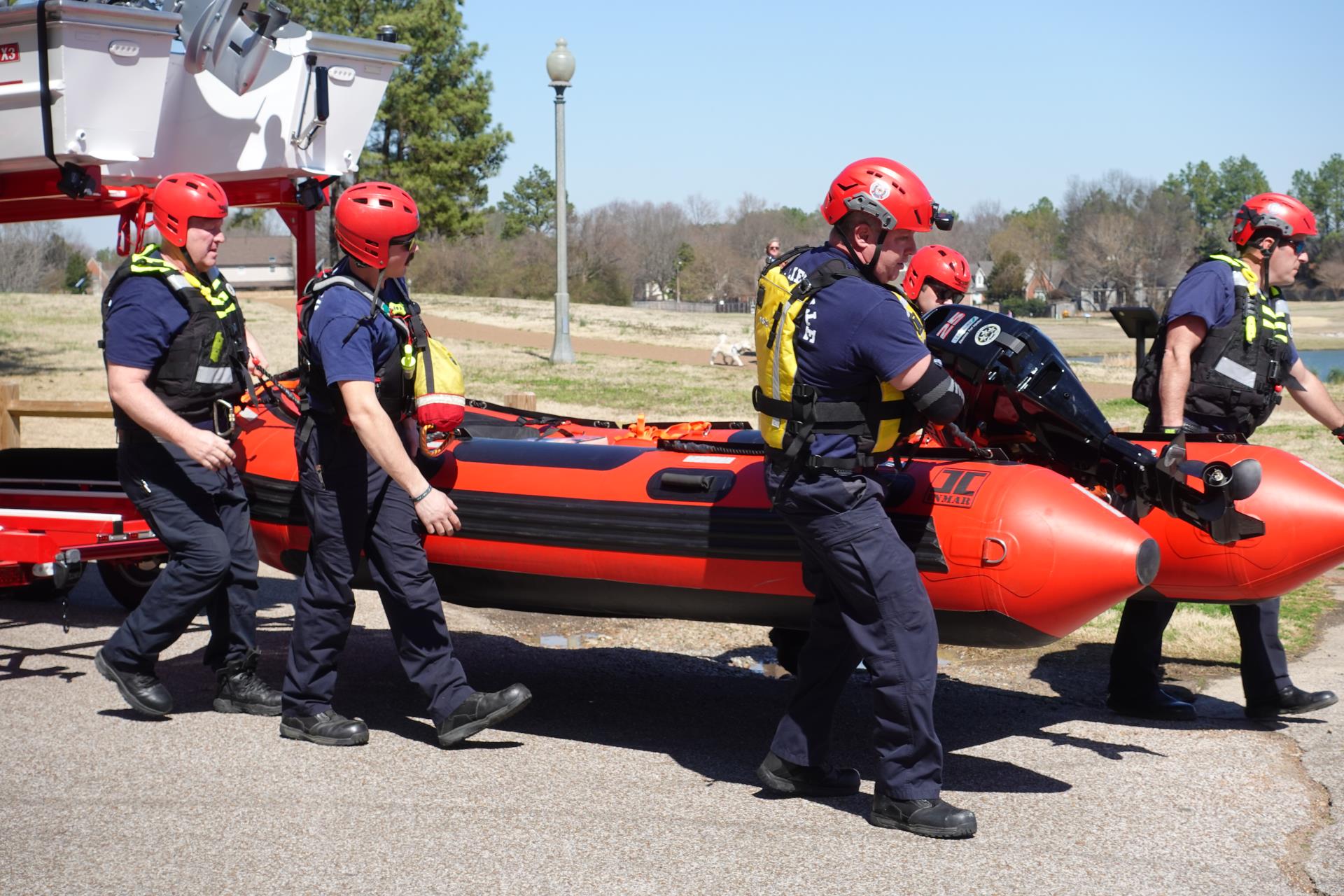 taking boat to water