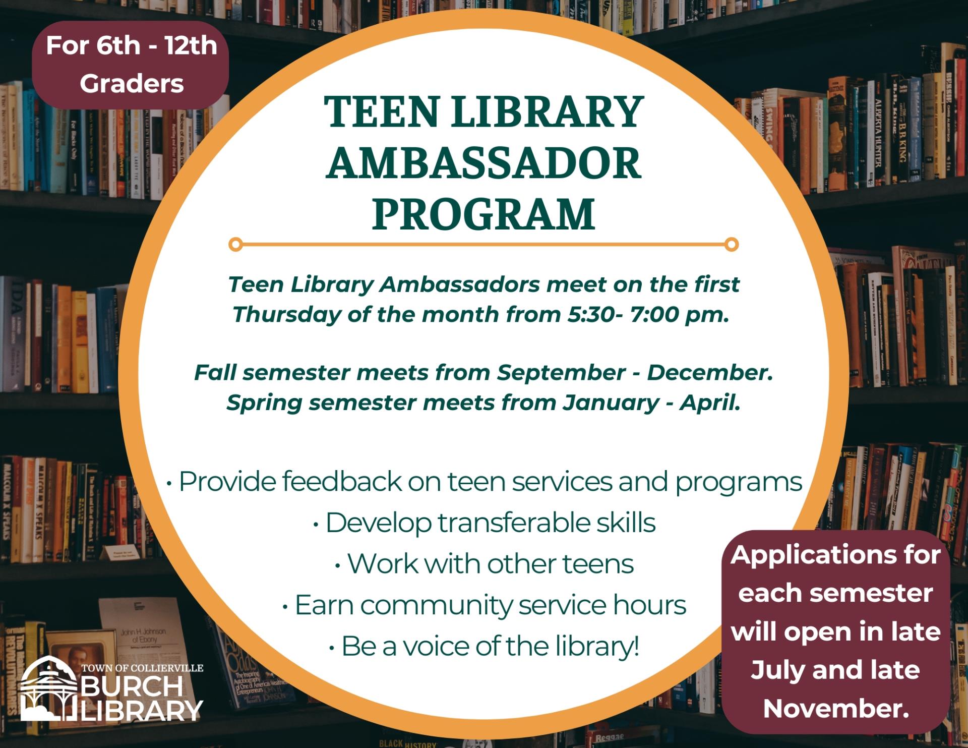 2024-09 Teen Library Ambassador Flyer